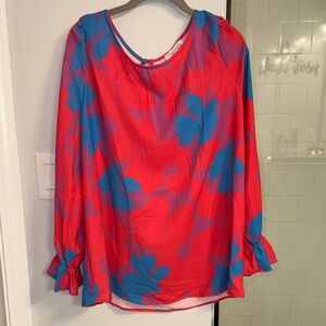 First Love Vibrant Pink and Blue Floral Blouse